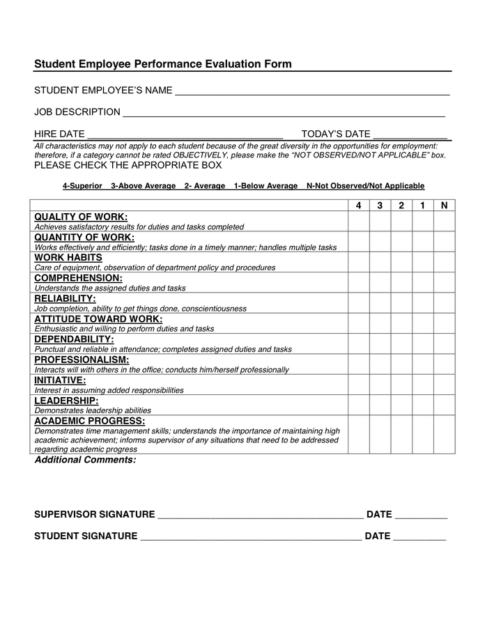 students-employee-evaluation-forms