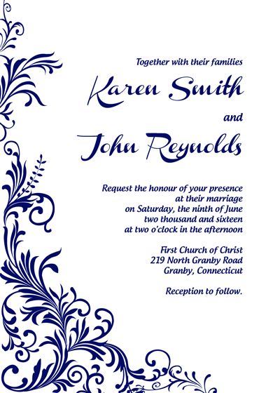 Free PDF Download - Foliage border wedding invitation printable template