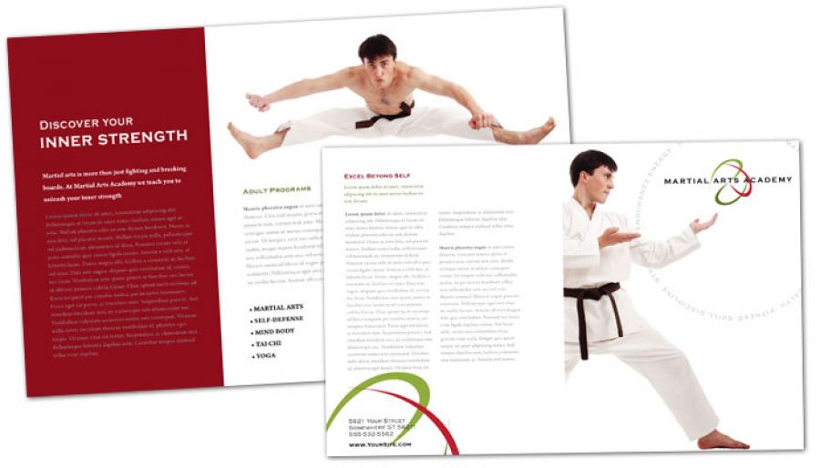 Martial-Arts-Instructor-Schools-Half Fold Brochure-template-doc