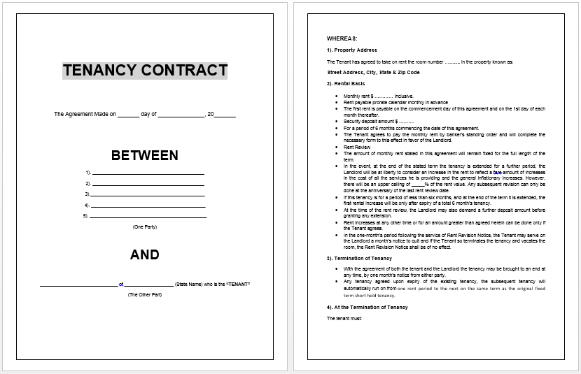 printable-doc-pdf-Tenancy-Contract-Template