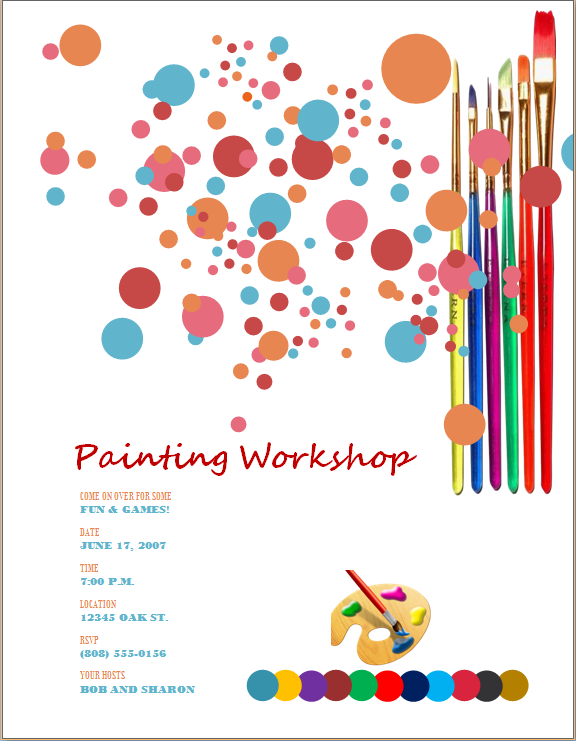 colorful-Painting Workshop Flyers-template-doc-pdf-editable