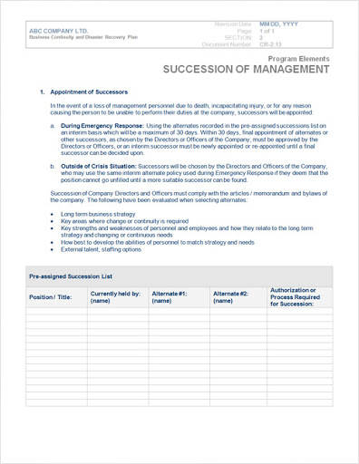 Company Disaster Recovery Plan Templates