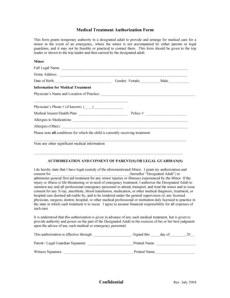 Medical Consent Form sample template free 9 