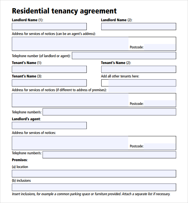 Free Tenancy Agreements Printable Templates