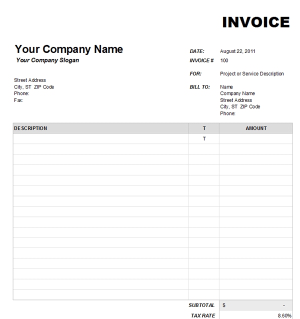 printable pdf doc msword blank invoice template printable
